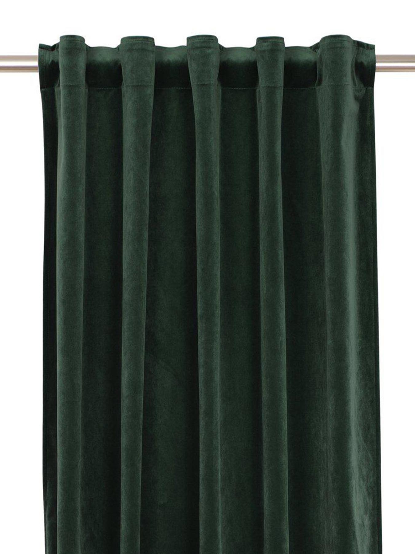 Multi tape curtain Elise in velvet 2-pack Bottle green
