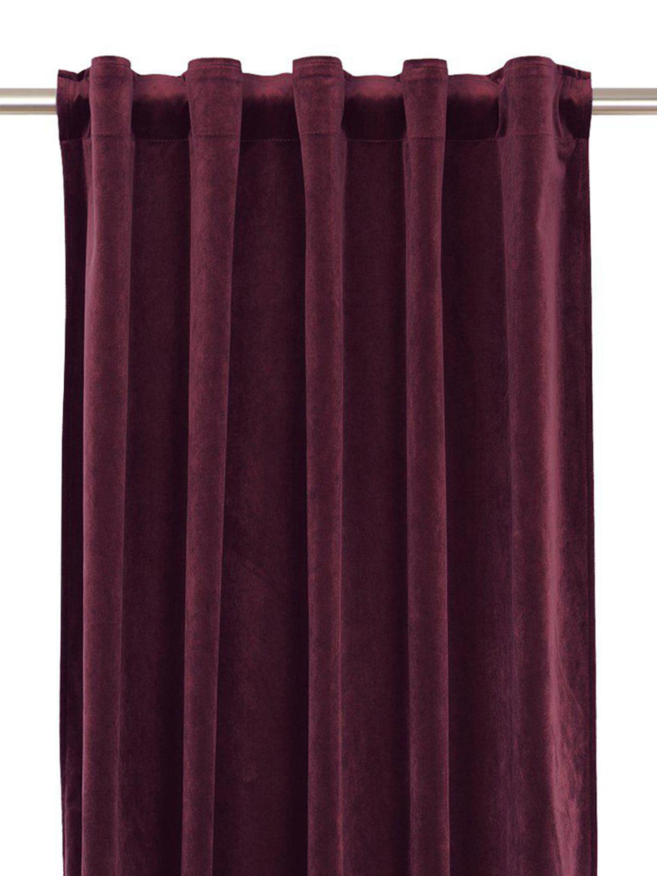 Multi tape curtain Elise in velvet 2-pack Burgundy