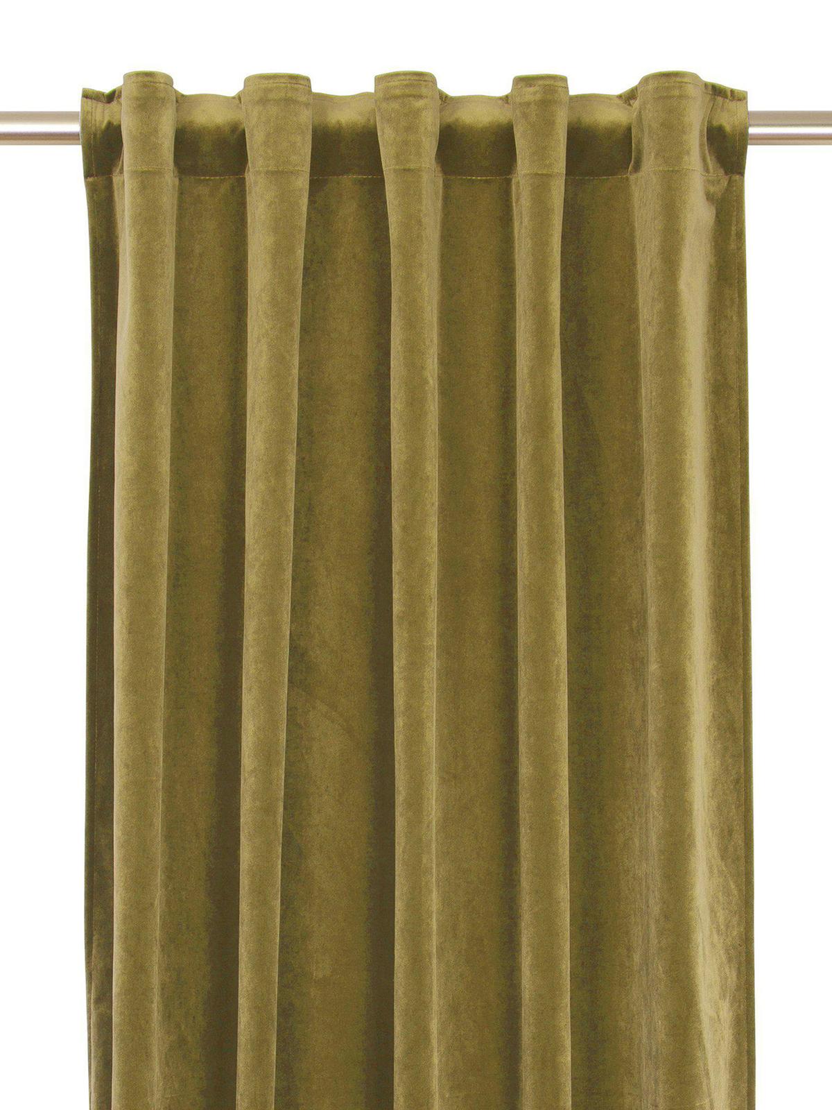 Multi tape curtain Elise in velvet 2-pack Mustard