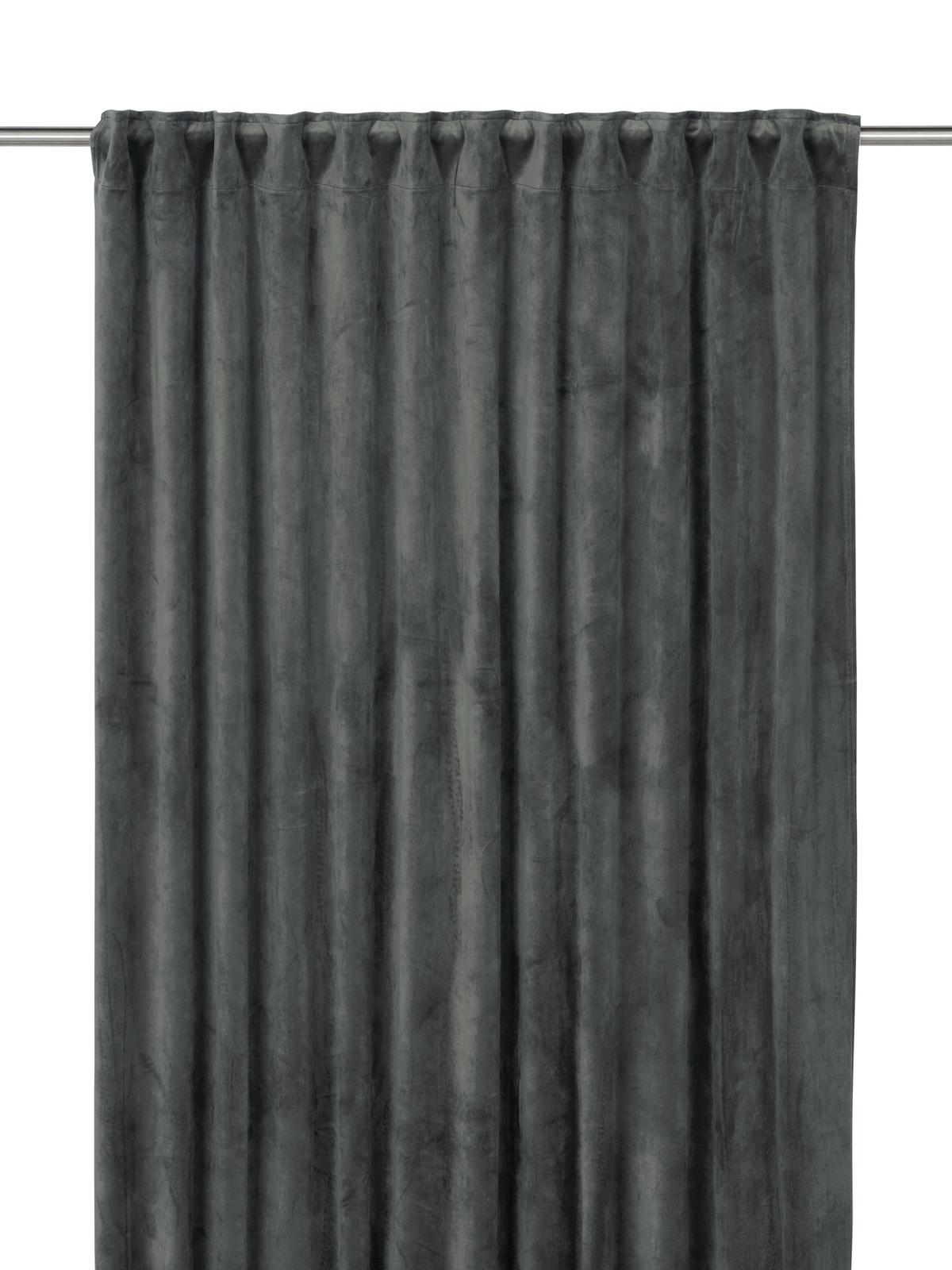Multi tape curtain Elise in velvet 2-pack Dark gray