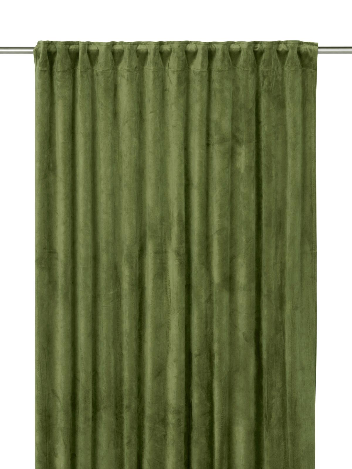 Multi tape curtain Elise in velvet 2-pack Medium green