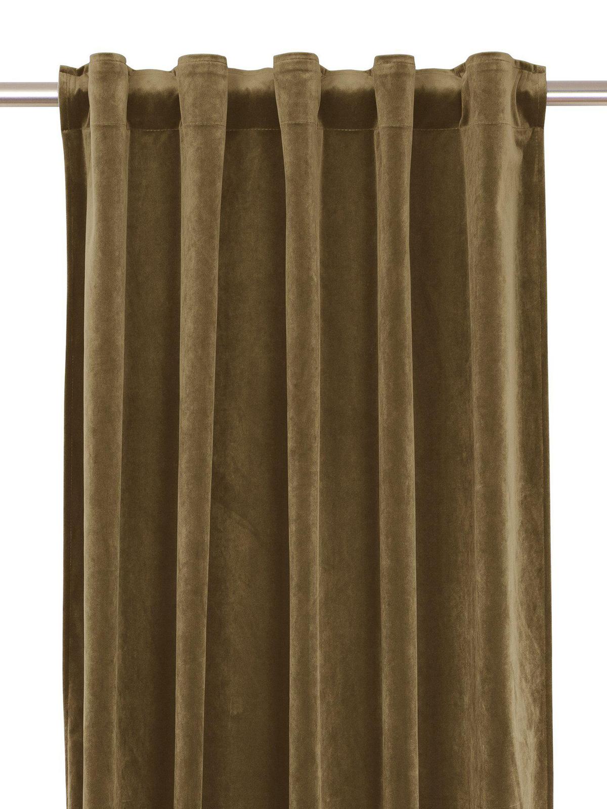 Multi tape curtain Elise in velvet 2-pack Light brown