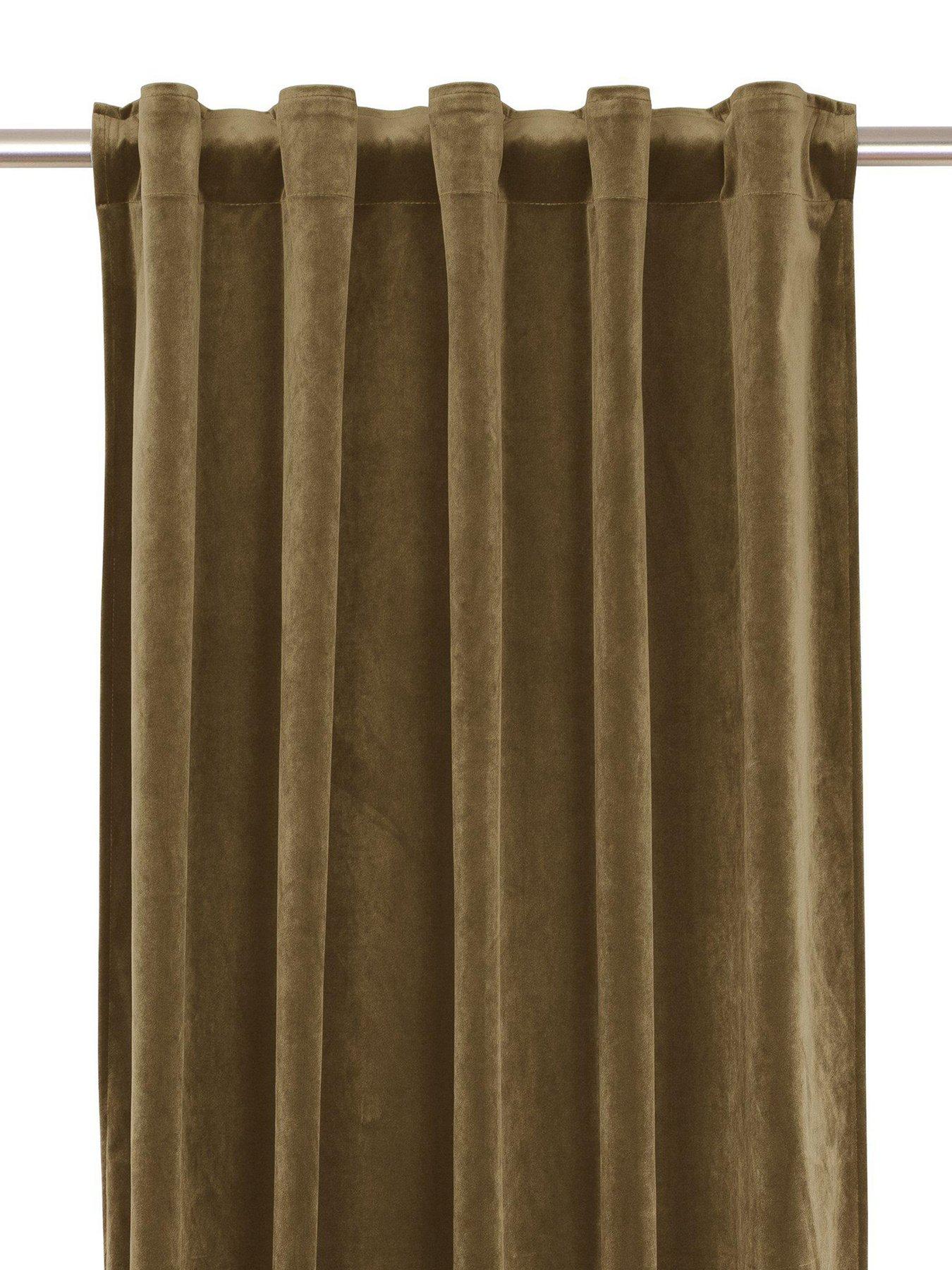 Multi tape curtain Elise in velvet 2-pack Light brown